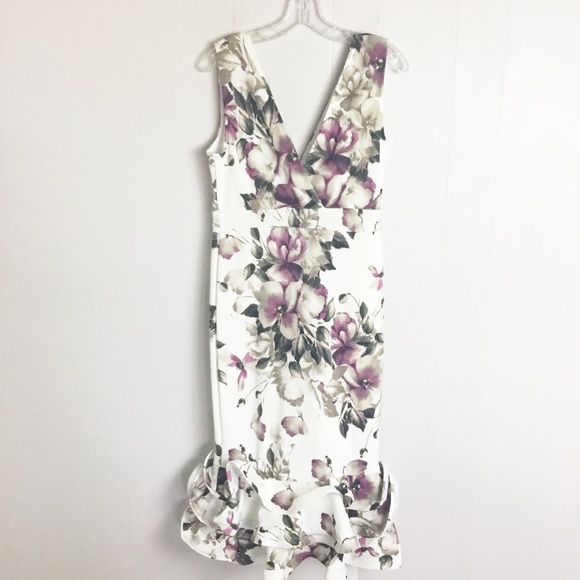Kim Cine White & Purple Floral Ruffle Dress Size 1X Plus Curve New - Picture 3 of 6